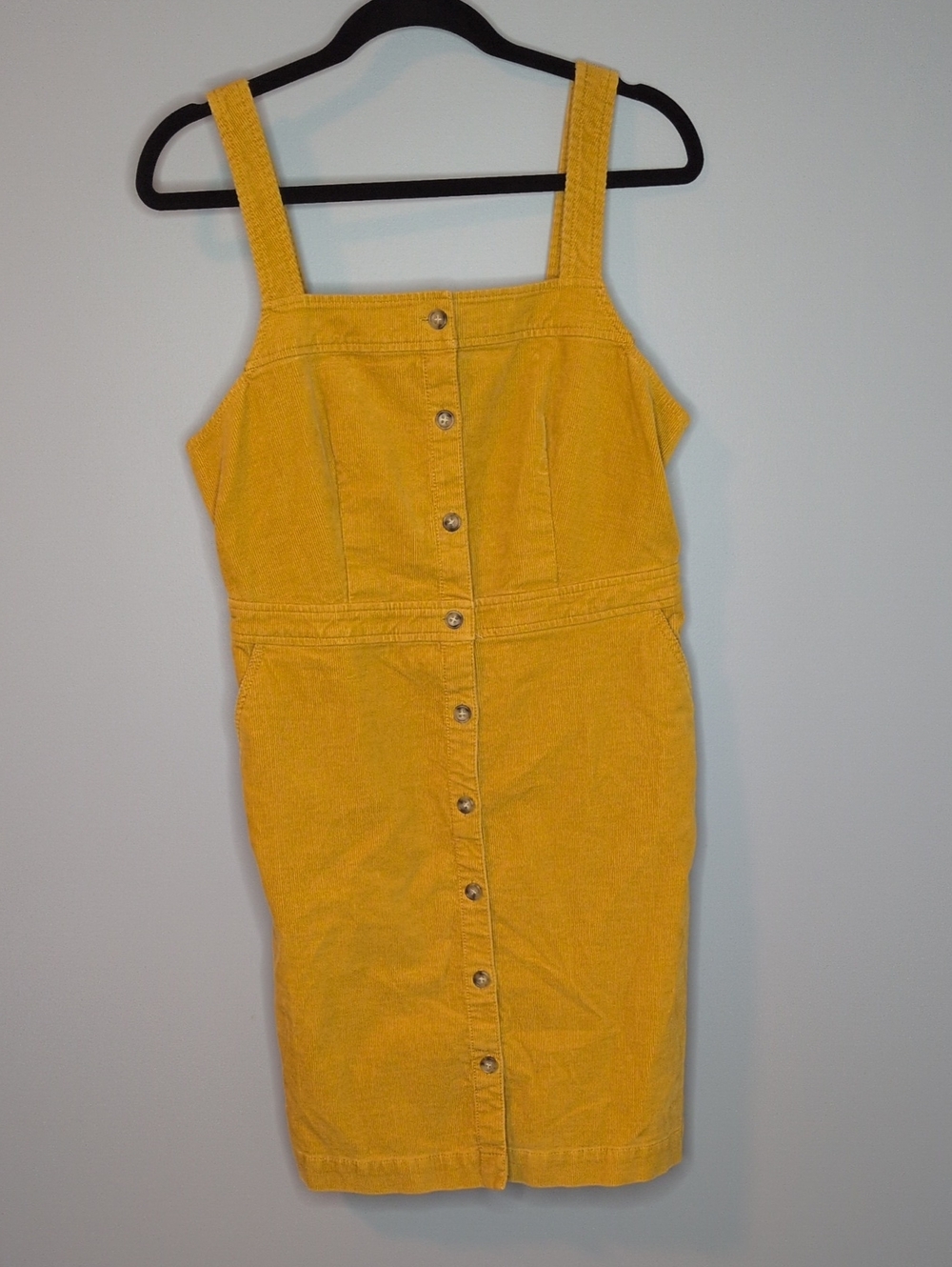 J.Crew Factory Yellow Button-Front Sleeveless Corduroy Dress Women's Size 8